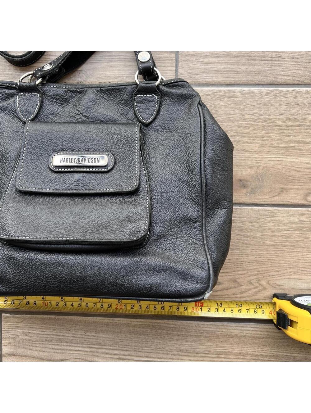 Y2K Black Harley Davidson Grunge Leather Shoulder Bag - Picture 7 of 8